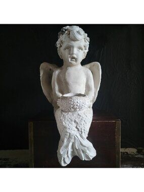 Vtg 1999 R. Shipman Angel Mermaid Shelf Sitter Statue Heavy Romantic Shabby Chic